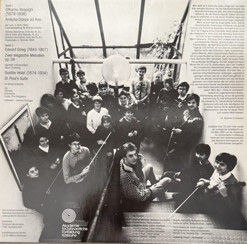 Das Kammerorchester des Bismarck Gymnasiums Karlsruhe - Leitung: Martin Neumann - Ottorino Respighi -Edvard Grieg -Gustav Holst