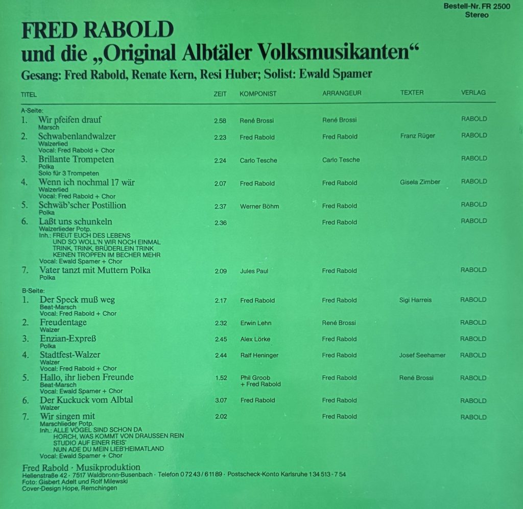 Fröhlich sein und bleiben - mit Fred Rabold und den Original Albtäler Volksmusikanten