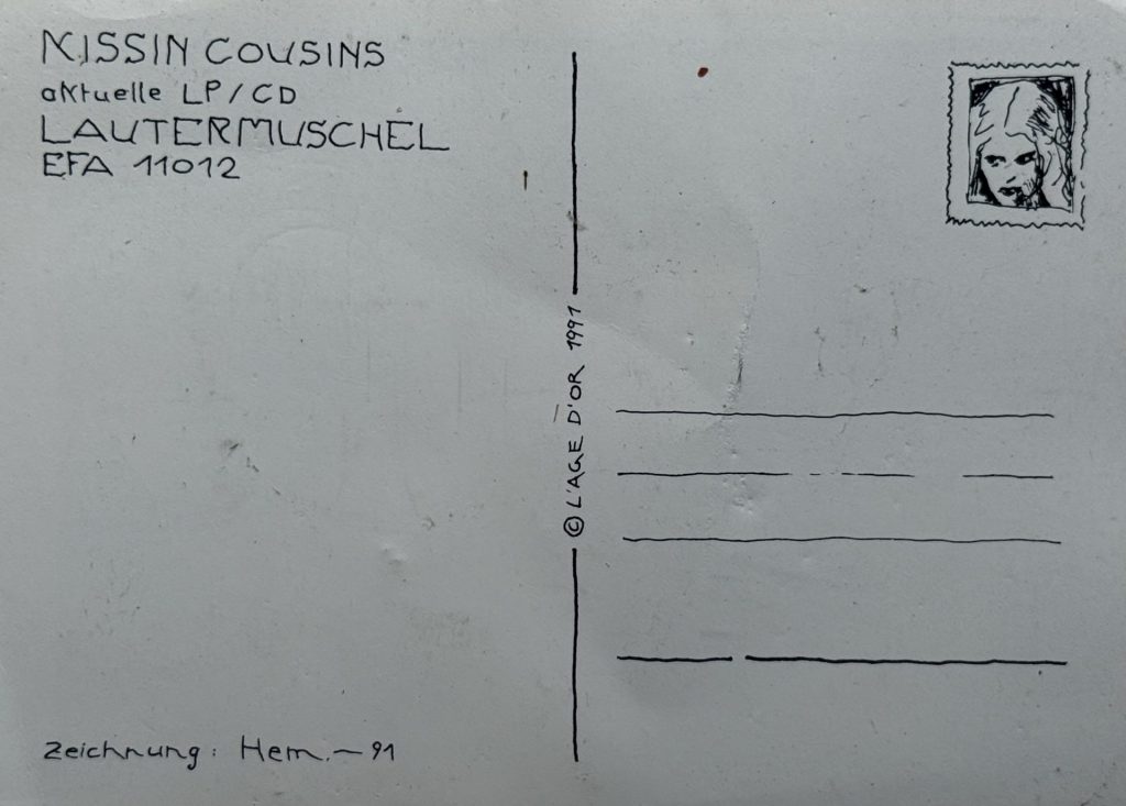 Postkarte von Kissin Cousins zum Tonträger "Lautermuschel" - Rückseite