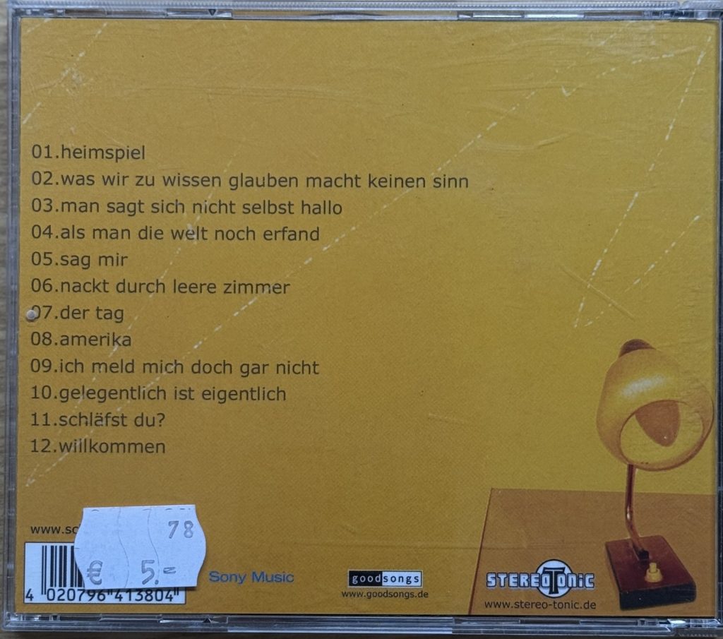 Schein 23 - Morgens ist es am Schlimmsten, da fängt der Tag erst an (CD) 2004 Rückseite mit Tracklist