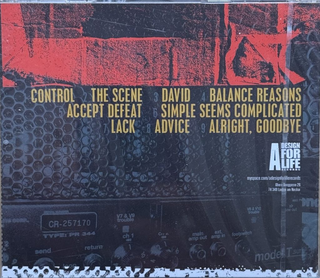 Madstateworld -CD Rückseite mit Tracklisting