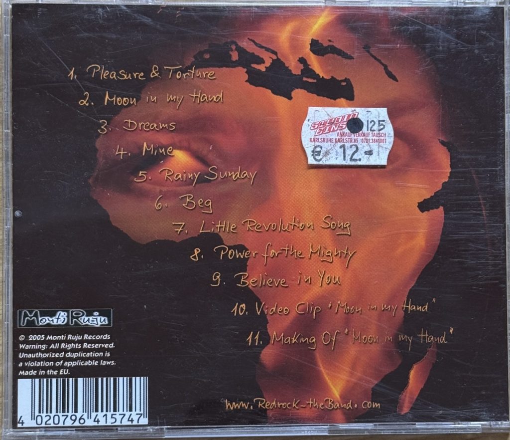 Redrock - Power for the mighty CD Rückseite mit Tracklisting