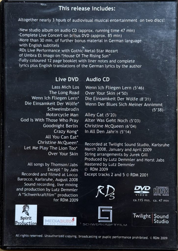 RDs - 131 DVD - Rückseite mit Tracklisting