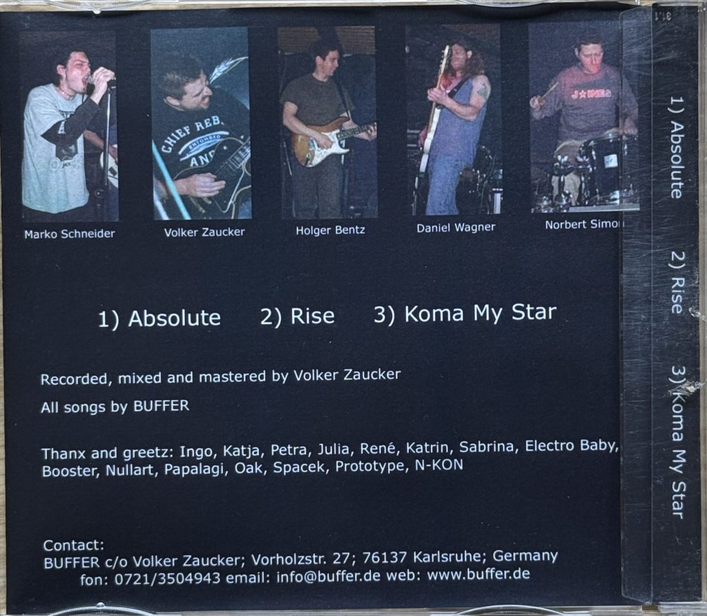 Buffer - Hardcore Swamprock in your face CD - Inlay mit Tracklisting