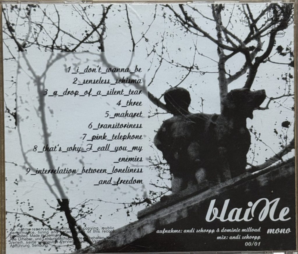 Blaine CD - Rückseite mit Tracklisting