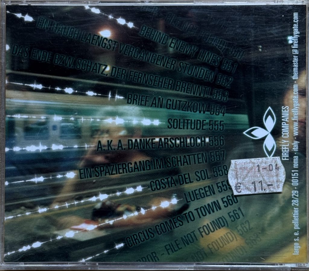 Costa's Cake House - 555 CD - Rückseite mit Tracklisting