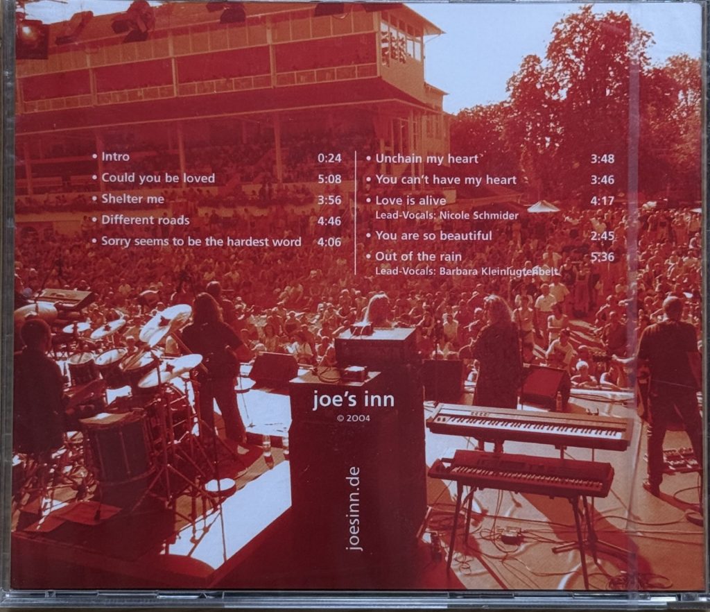 Joe's Inn CD Rückseite mit Tracklisting