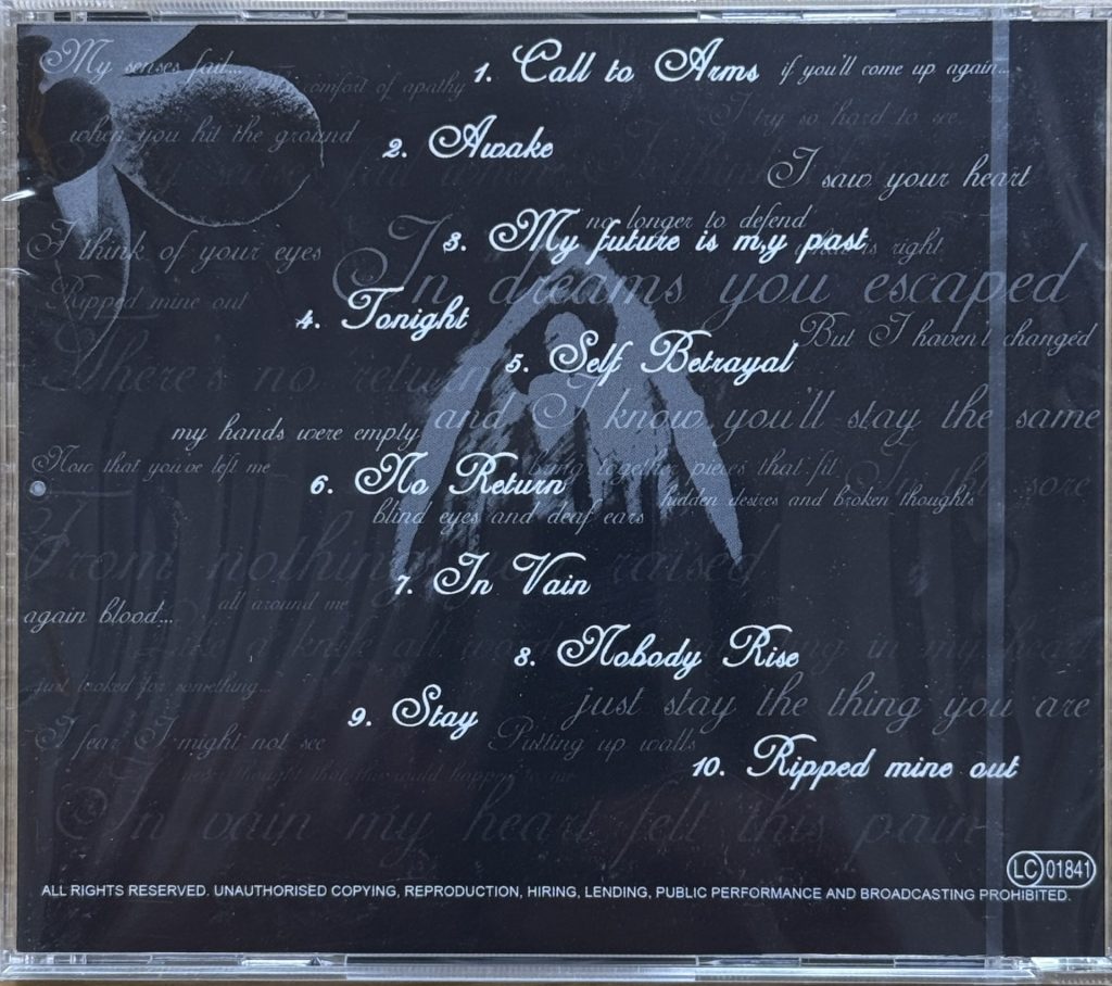 For a Day of Sorrow - CD - Rückseite mit Tracklisting