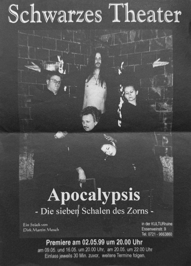 KULTURuine (Essenweinstraße 9), Schwarzes Theater - Apocalypsis - Die sieben Schalen des Zorns (Ein Stück von Dirk Martin Mosch) Flyer