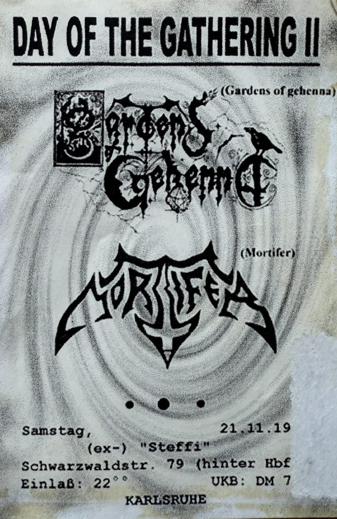 x-Steffi, Schwarzwaldstraße 79, hinter Hauptbahnhof, Day of the Gathering II, Mortifer, Gardens of gehenna am 21.11.2019