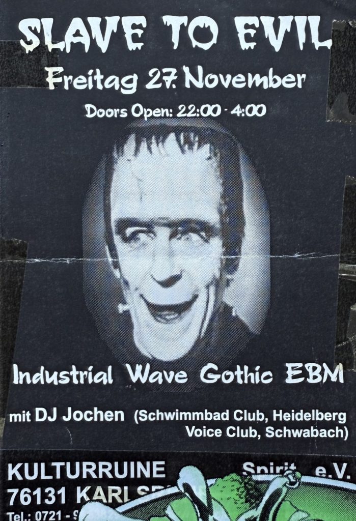 Kulturuine Karlsruhe (Spirit e.V.) Slave to Evil, 27 November mit DJ Jochen (Schwimmbad Club, Heidelberg, Voice Club, Schwabach) - Industrial, Wave, Gothic, EBM