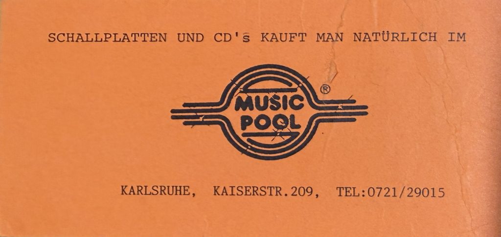Franz Josef Degenhardt in der Festhalle Durlach am 07.05.1988 29Uhr - Rückseite mit Music-Pool-Werbung