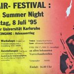 Open-Air-Festival: African Summer Night, Samstag, 8 Juli 1995 - Forum der Universität Karlsruhe - Haupteingang: Adenauerring (mit Afrigo Wawes, Lena, Maman Samake, Aha, Combo Latino, Azeto african (Veranstalter: ASMG)