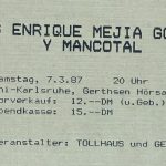 Elena Ledda (Sardinien) Eintrittskarte aus dem Jubez Karlsruhe, leider nicht näher gekennzeichnet, aber am 13 November 1989