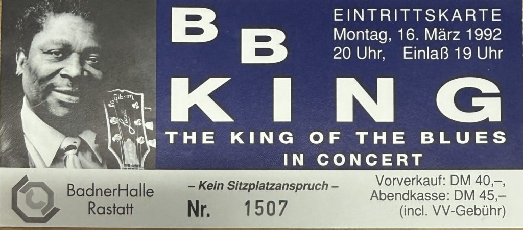 B B King The King of the Blues in Concert in der Badnerhalle Rastatt am 16 März 1992 um 20:00 Uhr