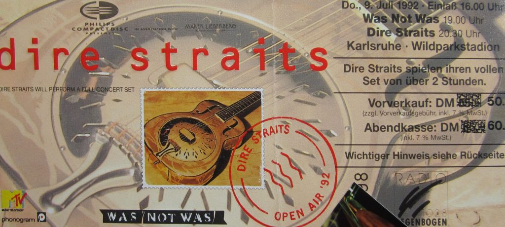 Dire Straits am 9 Juli 1992 im Wildparkstadion Karlsruhe (Vorgruppe: Was not Was) (Scan von Werner Kühn - Koditek)