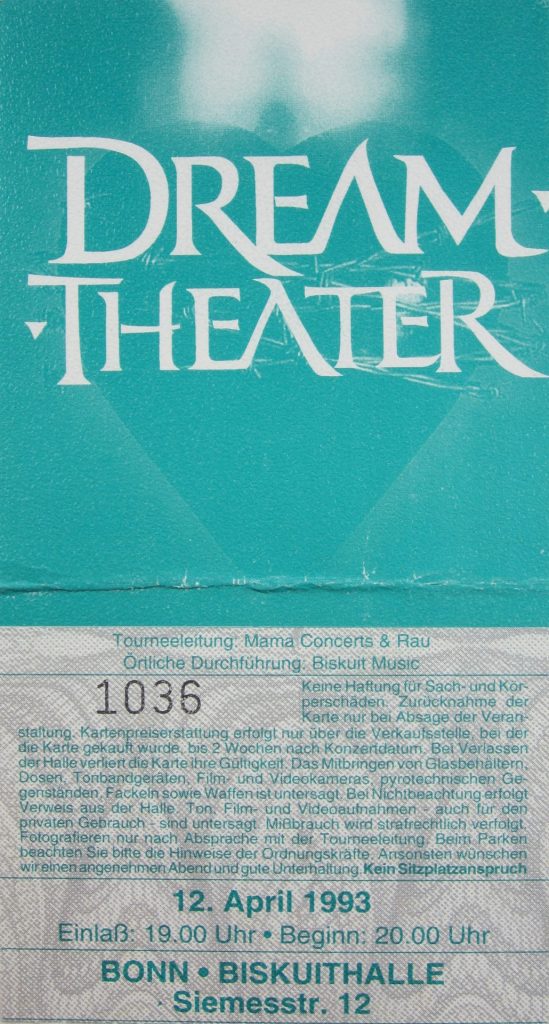Dream Theater am 12 April 1993 in der Biskuithalle in Bonn, Seitenstraße 12 (Scan von Werner Kühn - Koditek)