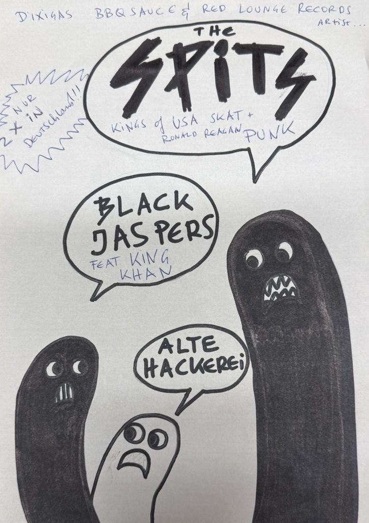 Plakatentwurf - The Spits und Black Jaspers feat. King Khan (präsentiert von Dixigas und Red Lounge Records) in der Alten Hackerei