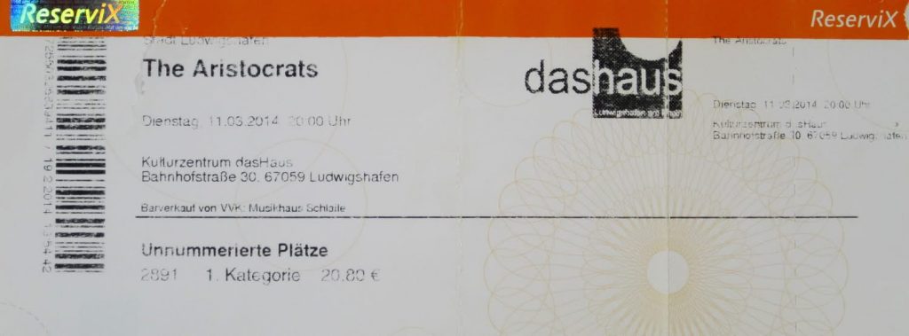 The Aristocrats - 11.05.2014 im Haus - Ludwigshafen (Scan von Werner Kühn - Koditek)