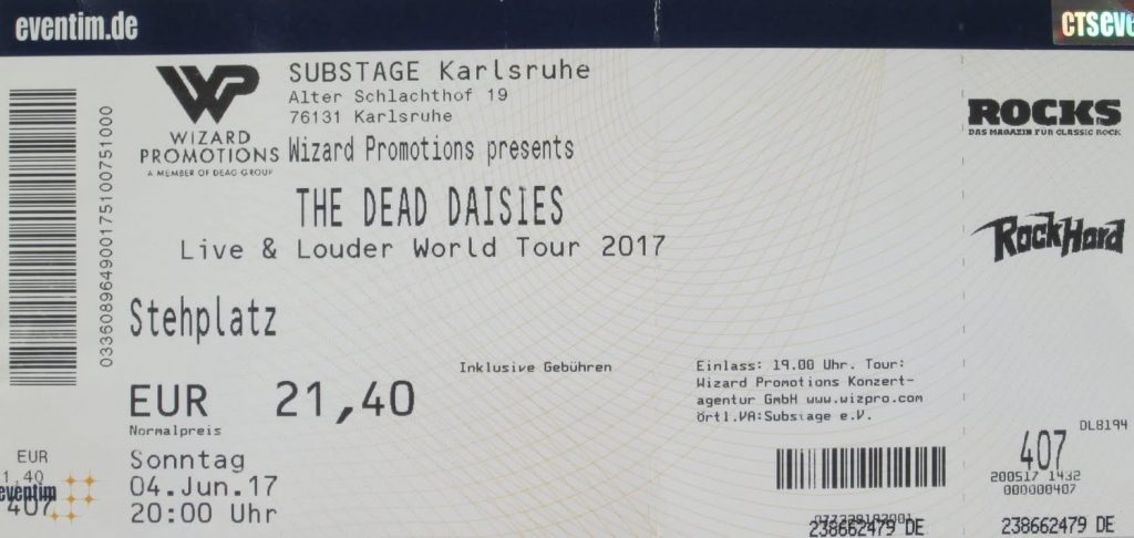The Dead Daisies - Live & Louder World Tour 2017 am 4 Juni 2017 im Substage, Karlsruhe (Scan von Werner Kühn - Koditek)