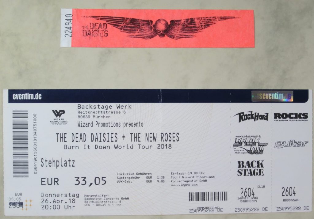 The Dead Daisies + The New Roses - Burn it down World Tour 2018 im Backstage werk, Reitknecktstraße 6 in 80639 München am 26 April 2018 (Scan von Werner Kühn - Koditek)