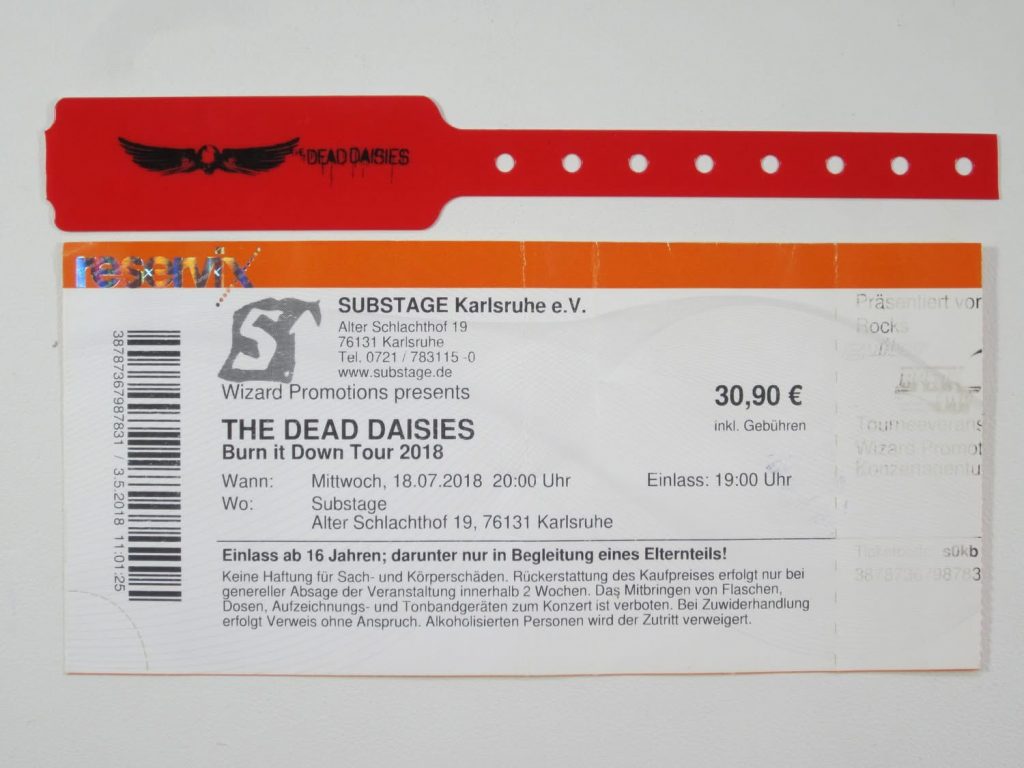 The Dead Daisies - Burn it Down Tour 2018 - Am Mittwoch, den 18.07.2018 im Substage, Karlsruhe (Scan von Werner Kühn - Koditek)