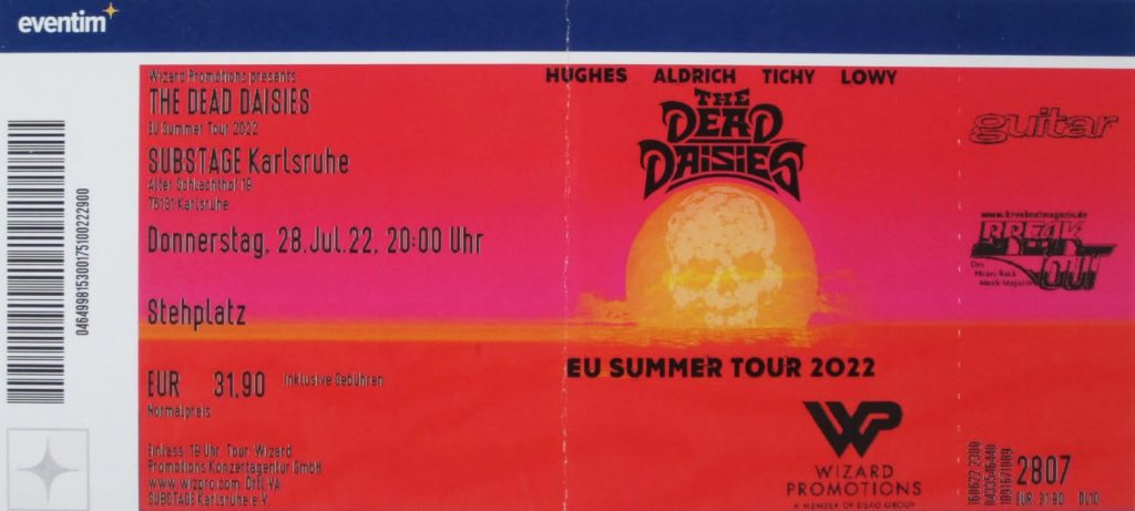 The Dead Daisis im Substage Karlsruhe am Donnerstag, dem 28 Juli 2022 um 20:00 Uhr (Scan von Werner Kühn - Koditek)