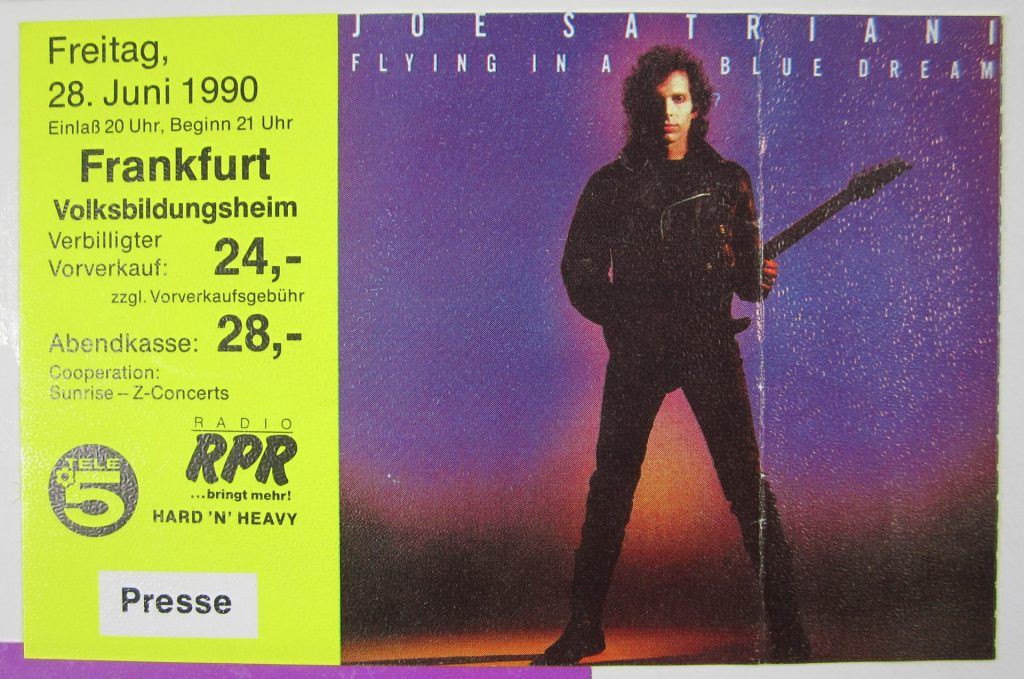 Joe Satriani am 28 Juni 1990 um 21:00 Uhr im Volksbildungsheim Frankfurt (Scan von Werner Kühn - Koditek)