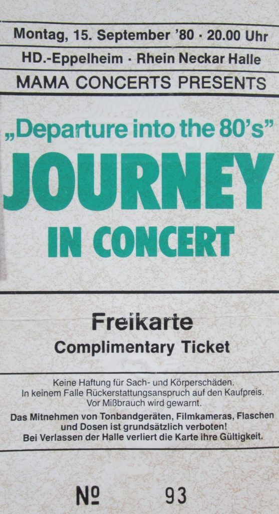 Journey in Concert "Departure into the 80's" am Montag, den 15 September 1980 in Heidelberg Eppelheim in der Rhein-Neckar-Halle Nr. 93 (Scan von Werner Kühn - Koditek)