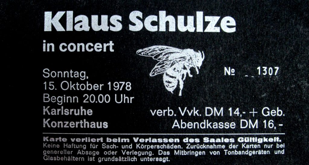 Klaus Schulze in Concert am Sonntag, dem 15 Oktober 1978 um 20:00 Uhr im Karlsruher Konzerthaus (Scan von Werner Kühn - Koditek)