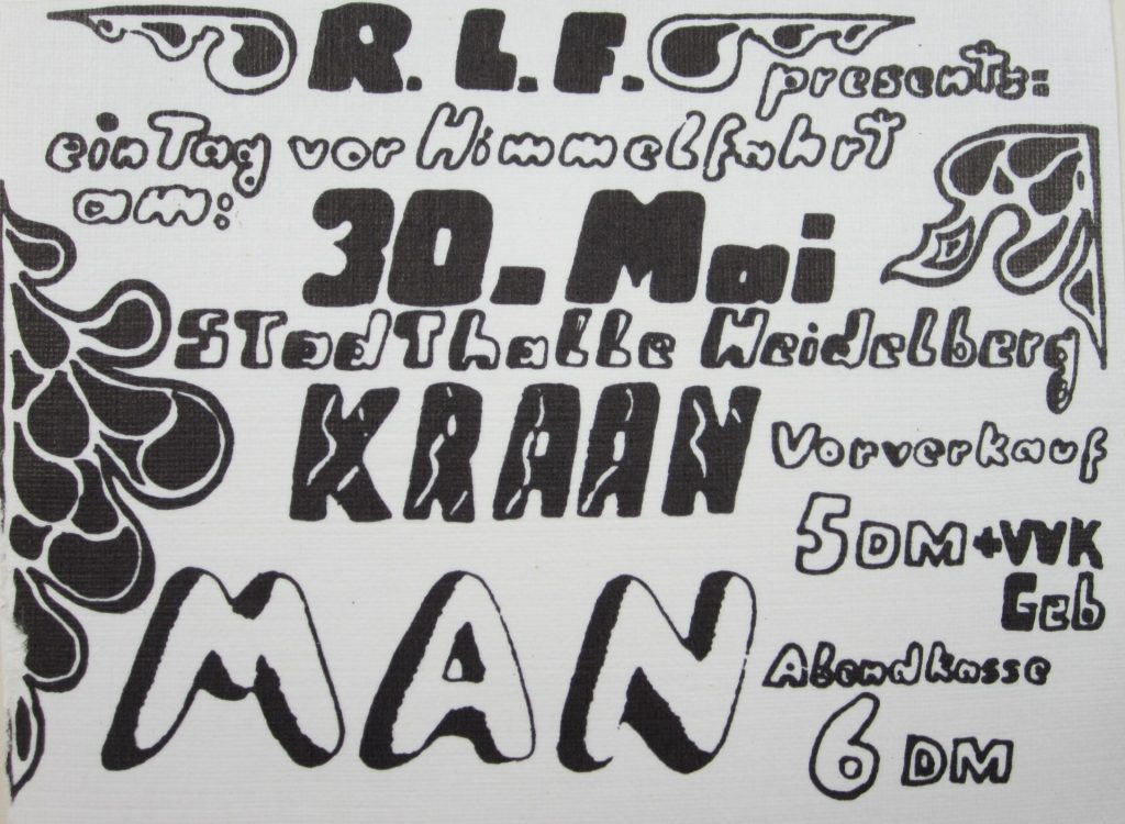 Kraan & Man am 30.Mai 1973 in der Stadthalle Heidelberg (Scan von Werner Kühn - Koditek)