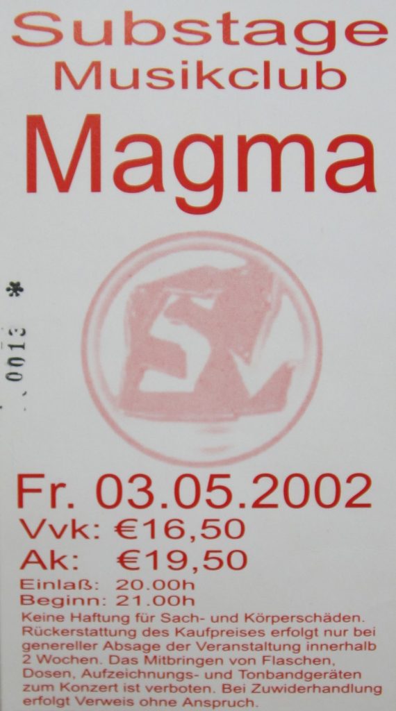 Magma im Substage Musikclub am Freitag dem 03.05.2002 (Scan von Werner Kühn - Koditek)