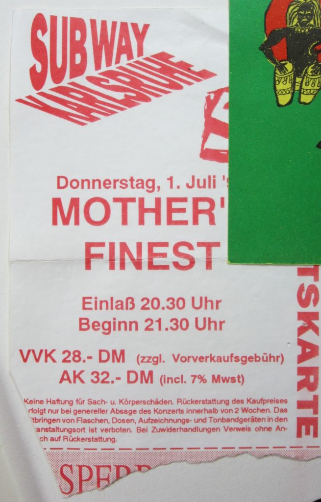 Mothers Finest am 1 Juli 1993 im Subway Karlsruhe um 21:30 (Scan von Werner Kühn - Koditek)