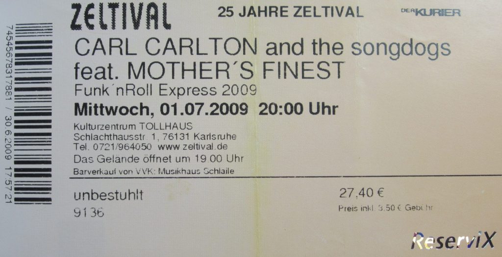 Carl Carlton and the songdogs feat. Mother's Finest "Funk' nRoll Express 2009" am Mittwoch, den 01.07.2009 um 20:00 (Scan von Werner Kühn - Koditek)