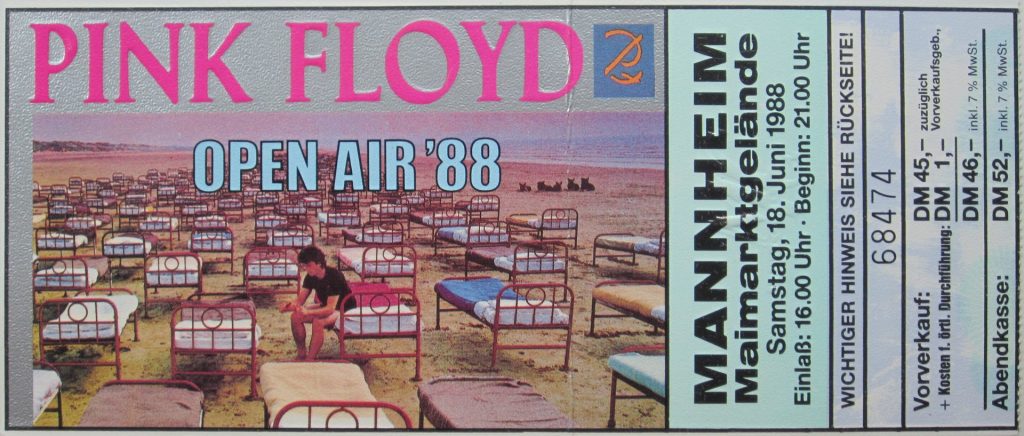 Pink Floyd - Open Air '88 am Samstag den 18 Juni 1988 auf dem Maimarktgelände in Mannheim (Scan von Werner Kühn - Koditek)