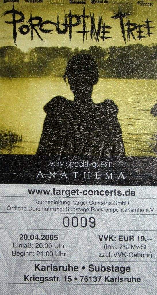 Porcupine Tree + very special guest: Anathema am 20.04.2005 im Substage, Karlsruhe in der Kriegsstraße 15, in 76137 Karlsruhe (Scan von Werner Kühn - Koditek)