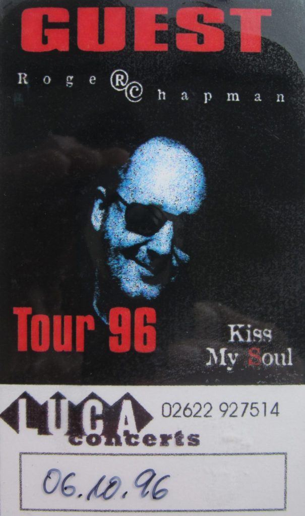 Roger Chapman & the Shortlist am 6.10.1996 im Tollhaus Karlsruhe um 20:00 Uhr (Scan von Werner Kühn - Koditek) Gastkarte