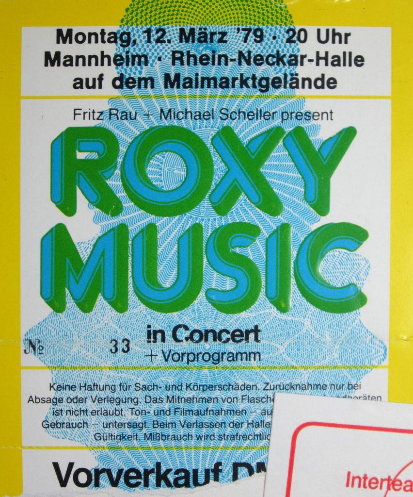 Roxy Music am 12 März 1979 in der Rhein-Neckar-Halle auf dem Maimarktgelände in Mannheim (Scan von Werner Kühn - Koditek)