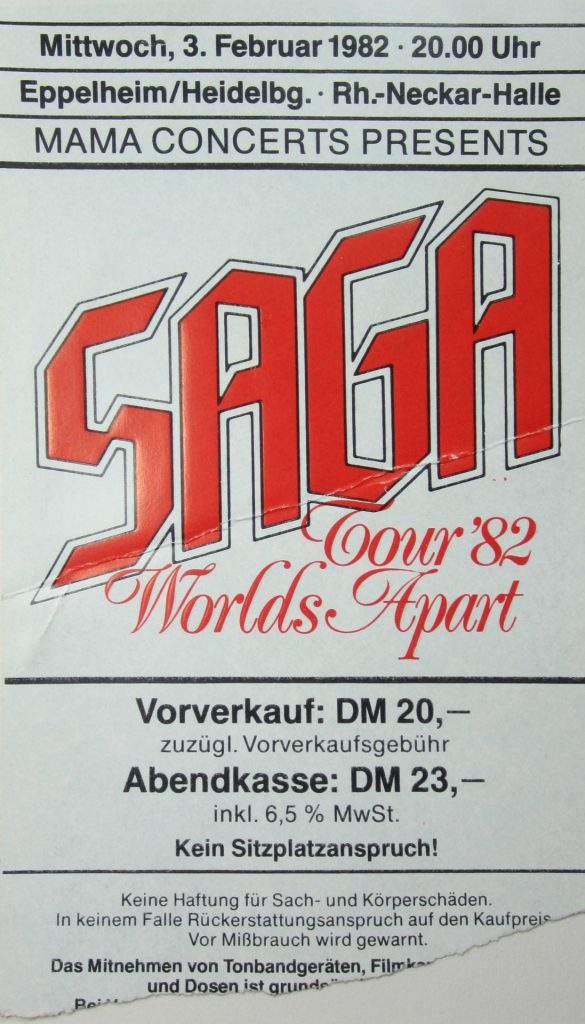 Saga am 3.Februar 1982 in der Rhein-Neckar-Halle, Heidelberg (Scan von Werner Kühn - Koditek)