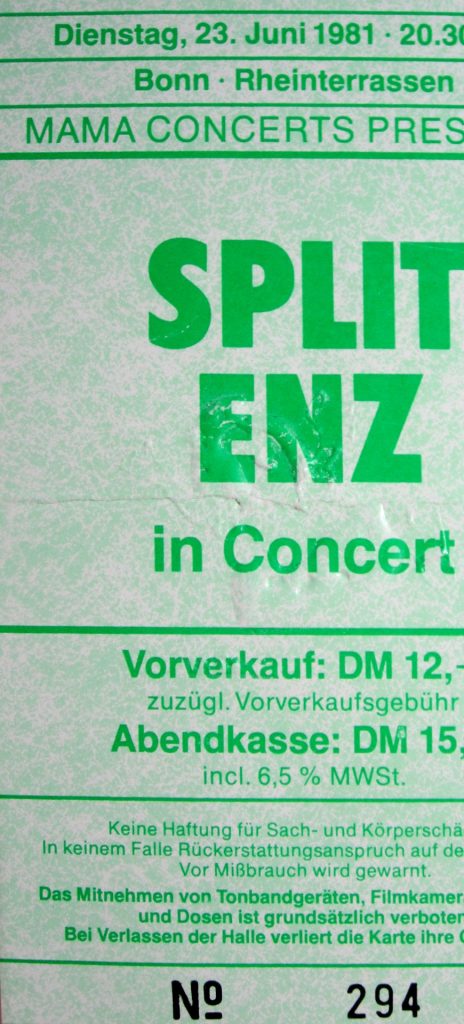 Split Enz in Bonn, Rheinterassen am 23 Juni 1981 (Scan von Werner Kühn - Koditek)
