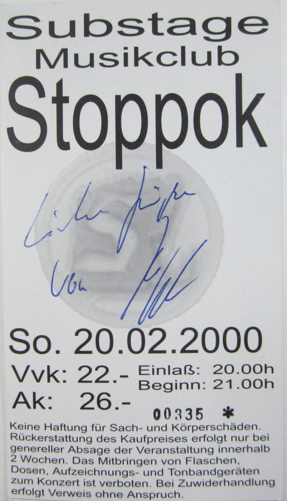 Stoppok im Substage Musikclub am 20.02.2000 um 21:00 (Scan von Werner Kühn - Koditek)