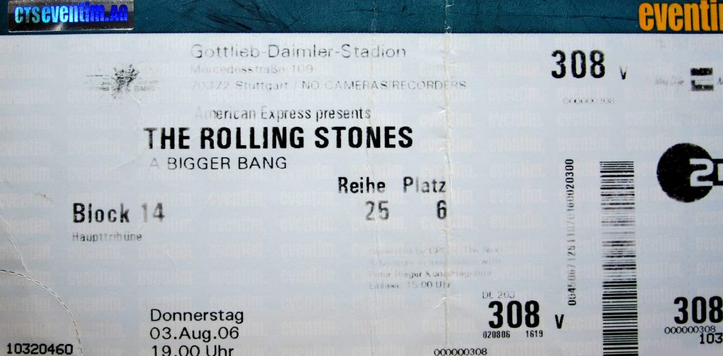 The Rolling Stones - A Bigger Bang im Gottlieb-Daimler-Stadion am 3. August 2006 um 19:00 Uhr (Scan von Werner Kühn - Koditek)