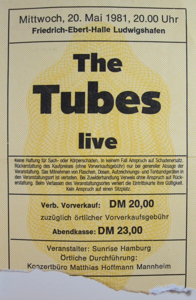 The Tubes in der Friedrich-Ebert-Halle in Ludwigshafen am 20 Mai 1981 (Scan von Werner Kühn - Koditek)