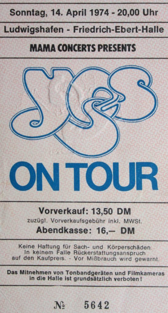 Yes - 14 April 1974 20:00 in Ludwigshafen in der Friedrich-Ebert-Halle (Scan von Werner Kühn - Koditek)