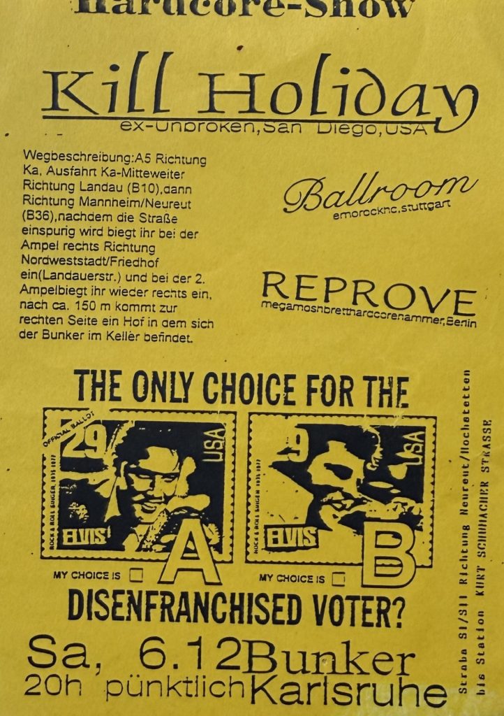 Hardcore Show: Kill Holiday , Ballroom, Reprove im Bunker, Karlsruhe am 06.12