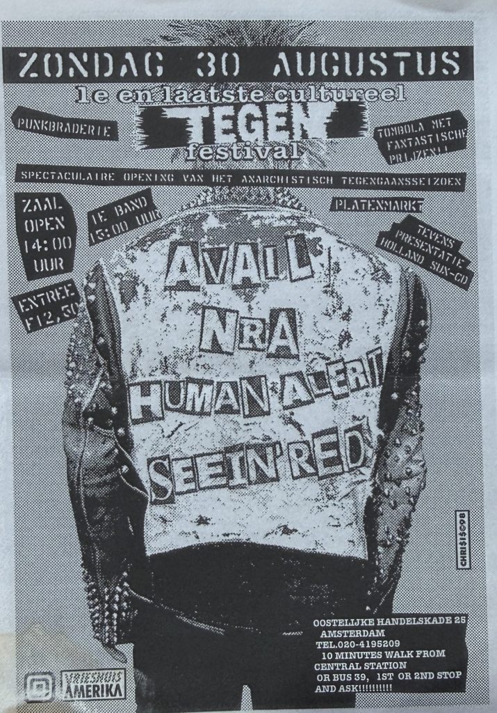 Tegen Festival in Amsterdam, 30 August, Avail, NRA, Human Alert, Seein' Red  OOstellike Handelskade 25, Amsterdam
