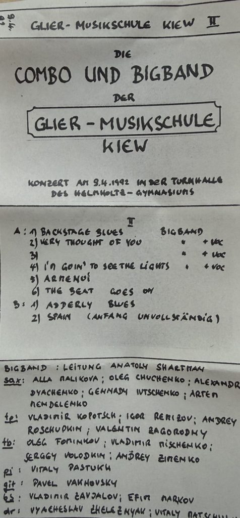 Combo und Bigband der Glier-Musikschule (Kiew) II - Konzert am 09.04.1992 in der Turnhalle des Helmholtz-Gymnasiums
