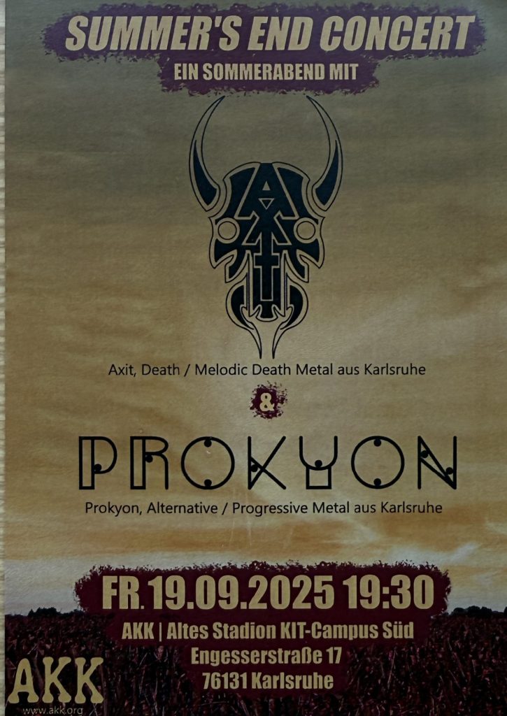 Summer's End Concert - Ein Sommerabend mit Axit und Prokyon im AKK/Altes Stadion KIT Campus Süd, Engesserstraße 17 , 76131 Karlsruhe am 19.09.2025 um 19:30