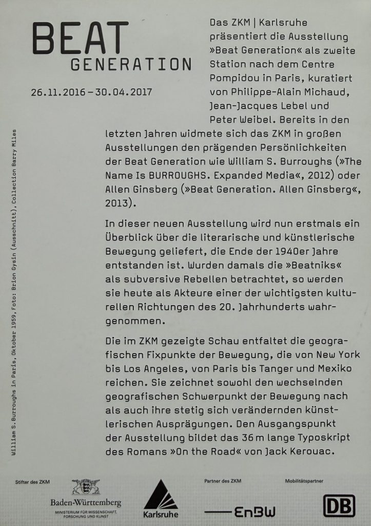 BEAT-Generation vom 26.11.2016-30.04.2017 - Ausstellung im ZKM