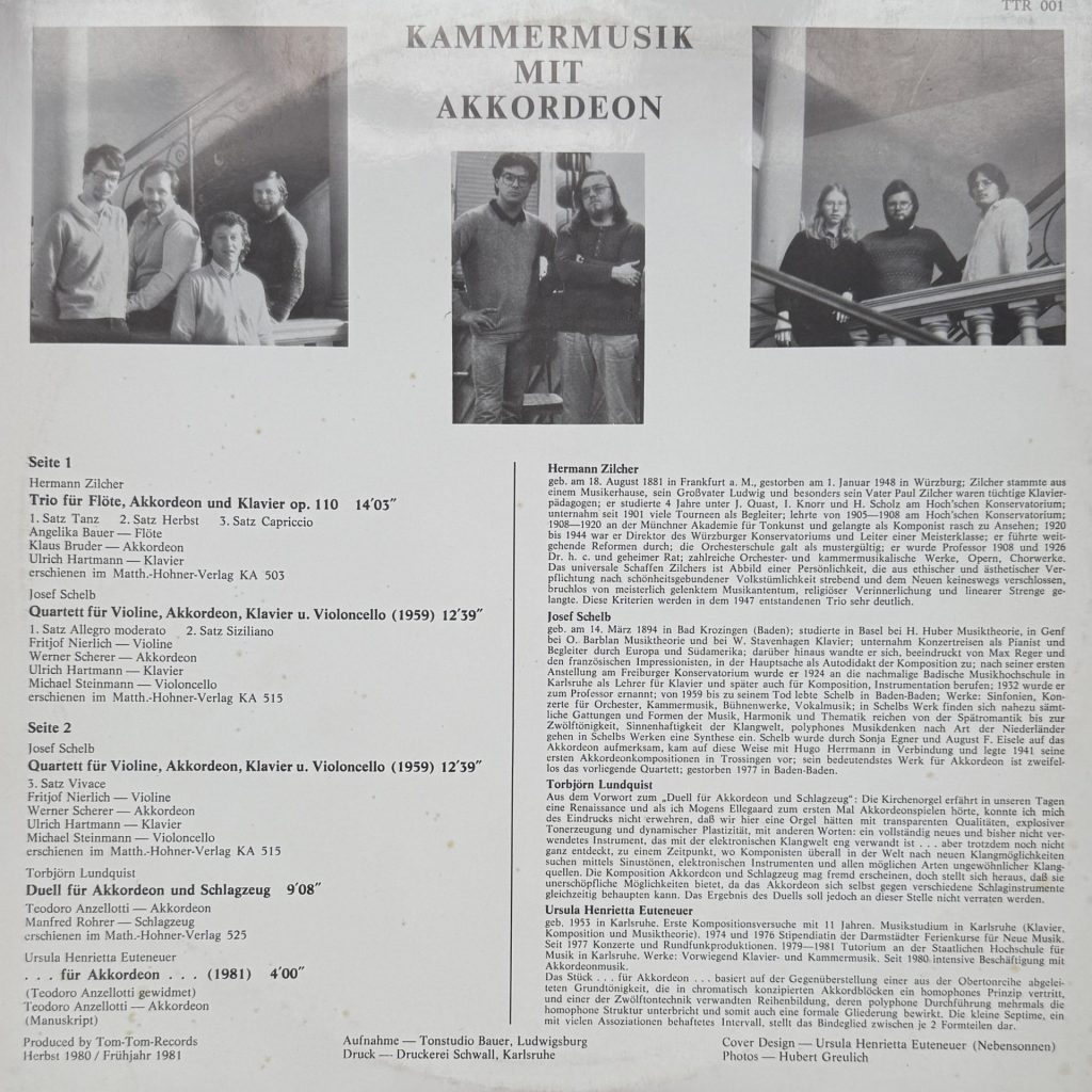 Kammermusik mit Akkordeon - Hermann Zilcher, Josef Schelb, Torbjörn Lundquist, Ursula Henrietta Euteneuer